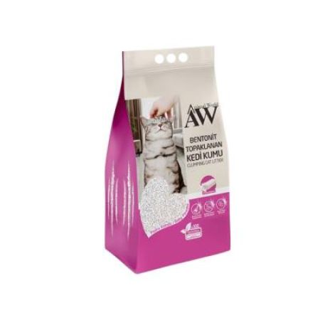 Animal World Bentonit Bebek Pudra Kokulu Topaklanan İnce Taneli Kedi Kumu 10 Lt