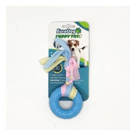 Euro Dog Puppy Ufak Halka Diş Kaşıma Köpek Oyuncağı Mavi 16 Cm