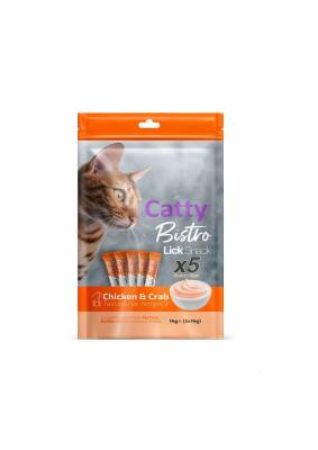 Catty Bistro Tavuklu ve Yengeçli Yetişkin Kedi Krema Ödülü 5 x 14 Gr