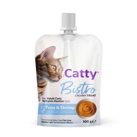 Catty Bistro Ton Balıklı ve Karidesli Yetişkin Kedi Krema Ödülü 100 Gr