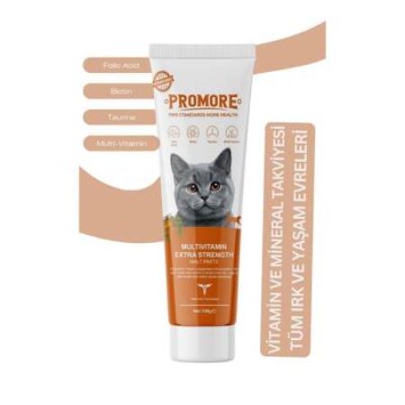 Promore Multivitamin Extra Strength Güçlendirilmiş Multivitamin Destekli Kedi Malt Macunu 100 gr