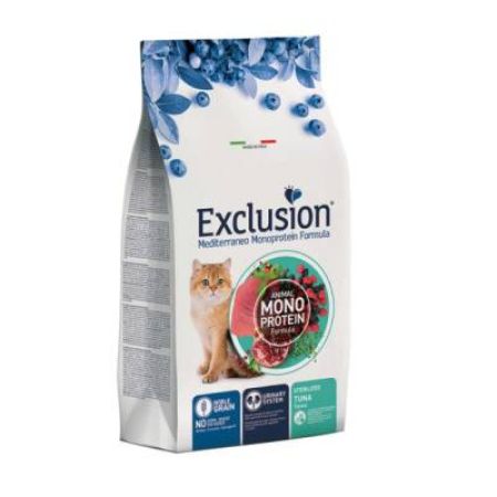 Exclusion Monoprotein Ton Balıklı ve Narlı Düşük Tahıllı Kısırlaştırılmış Kedi Maması 12 Kg