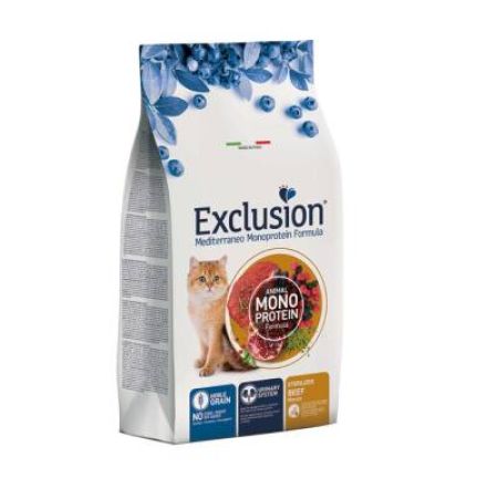 Exclusion Monoprotein Sığır Etli ve Narlı Düşük Tahıllı Kısırlaştırılmış Kedi Maması 12 Kg