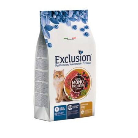 Exclusion Monoprotein Sığır Etli ve Narlı Düşük Tahıllı Kısırlaştırılmış Kedi Maması 1,5 Kg