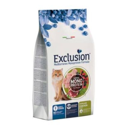 Exclusion Monoprotein Tavuklu ve Narlı Düşük Tahıllı Kısırlaştırılmış Kedi Maması 1,5 Kg