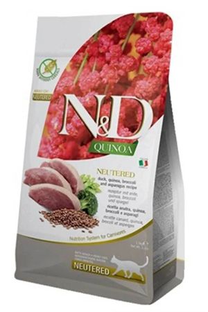 N&D Quinoa Tahılsız Ördekli, Brokolili ve Kuşkonmazlı Kısırlaştırılmış Yetişkin Kedi Maması 5 kg