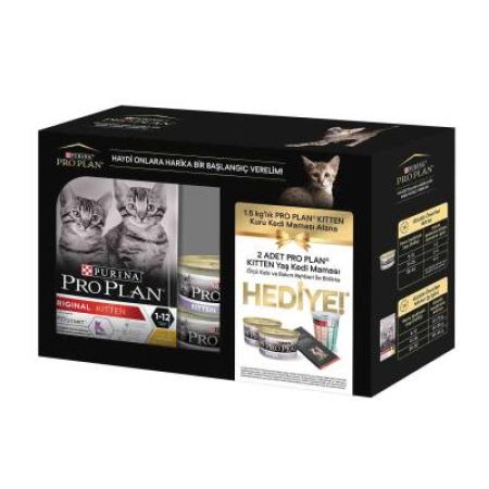 Pro Plan Tavuklu Pirinçli Yavru Kedi Maması 1,5 kg + 2 Adet Kitten Konserve ve Ölçü Kabı Hediyeli