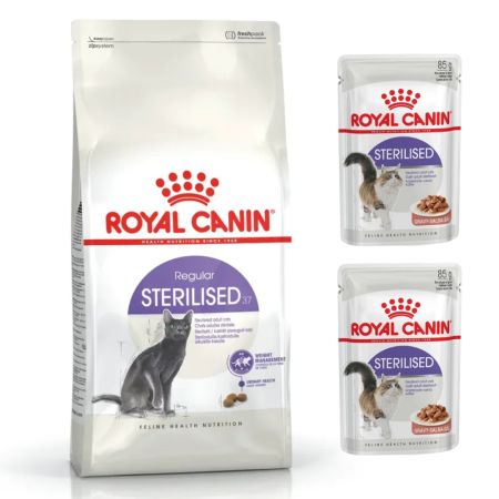 Royal Canin Sterilised 37 Kısırlaştırılmış Yetişkin Kedi Maması 2 kg + 2 Adet Pouch Kedi Yaş Maması
