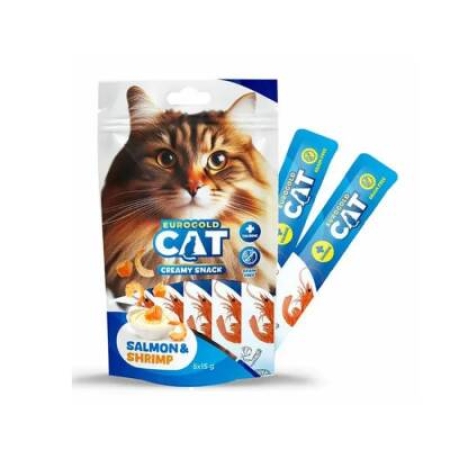 EuroGold Cat Somon Balığı ve Karides Aromalı Sıvı Kedi Ödülü 5x15Gr
