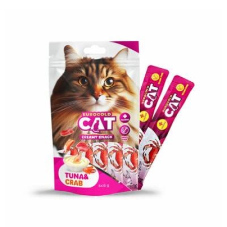 EuroGold Cat Ton Balığı ve Yengeç Aromalı Sıvı Kedi Ödülü 5x15Gr