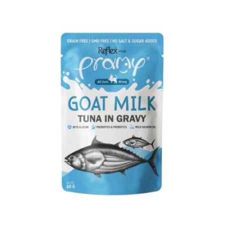Reflex Plus Pramy Goat Milk Sos İçinde Keçi Sütlü ve Ton Balıklı Kedi Konservesi 60 Gr