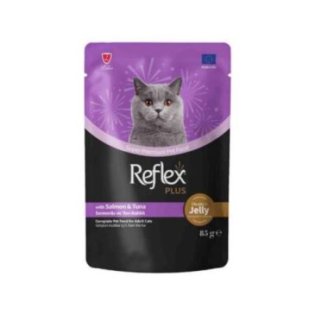 Reflex Plus Jöle İçinde Somonlu ve Ton Balıklı Yetişkin Kedi Konservesi 85 Gr