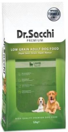 Dr. Sacchi Premium Düşük Tahıllı Kuzu Etli Yetişkin Köpek Maması 12 kg