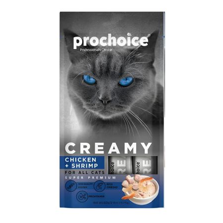 Prochoice Creamy Tavuklu ve Karidesli Krema Kedi Ödül Maması 4 x 15 gr