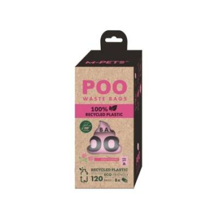 M-PETS POO 100% RECYCLED Dışkı Poşeti Gül Kokulu 8X15 Yaprak