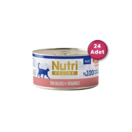 Nutri Feline Ton Balıklı ve Somonlu Tahılsız Yetişkin Kedi Konservesi 70 gr ( 24 Al 20 Öde )