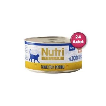 Nutri Feline Tavuk Etli ve Peynirli Tahılsız Yetişkin Kedi Konservesi 70 gr ( 24 Al 20 Öde )
