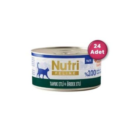 Nutri Feline Tavuk Etli ve Ördekli Tahılsız Yetişkin Kedi Konservesi 70 gr ( 24 Al 20 Öde )