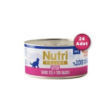 Nutri Feline Tavuk Etli ve Ton Balıklı Tahılsız Yavru Kedi Konservesi 70 gr ( 24 Al 20 Öde )