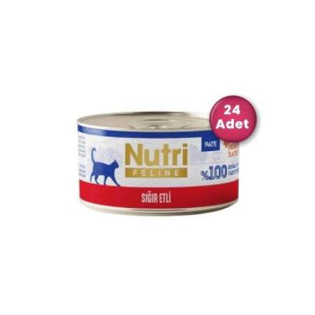 Nutri Feline Sığır Etli Tahılsız Yetişkin Kedi Konservesi 70 gr ( 24 Al 20 Öde )