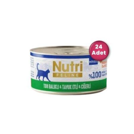 Nutri Feline Mousse Ton Balıklı Tavuk Etli ve Ciğerli Tahılsız Yetişkin Kedi Konservesi 70 gr ( 24 Al 20 Öde )