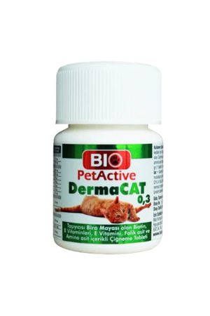 Bio PetActive Dermacat 0,3 Kediler için Sarımsaklı Maya Tableti 75 tablet 22,5 gr