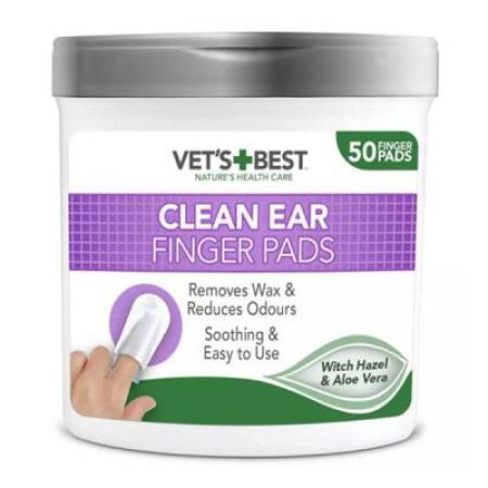 Vet's Best Kedi ve Köpekler İçin Fındık ve Aloe Vera Özlü Kulak Temizleme Pedi 50'li