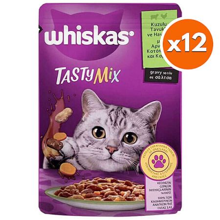 Whiskas Tasty Mix Kuzu Tavuk ve Havuçlu Kedi Yaş Maması 85 Gr x 12 Adet
