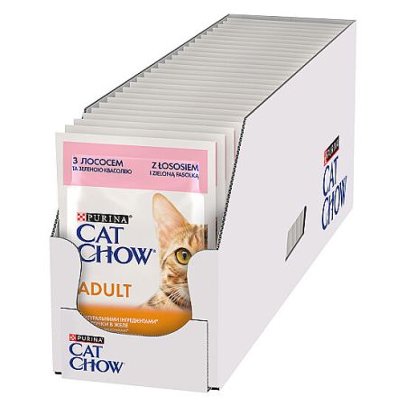 Cat Chow Pouch Somon ve Yeşil Fasülyeli Kedi Yaş Maması 85 Gr x 26 Adet