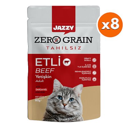 Dardanel Jazzy Pouch Zero Grain Dana Etli Tahılsız Kedi Yaş Maması 80 Gr x 8 Adet