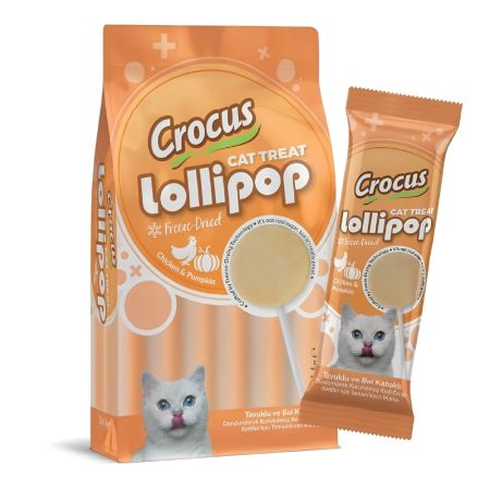 Crocus Tavuklu ve Bal Kabaklı Lolipop Kedi Ödül Maması 10x1,4 gr