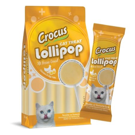 Crocus Tavuklu ve Yumurta Sarılı Lolipop Kedi Ödül Maması 10x1,4 gr