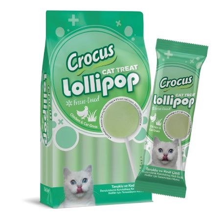 Crocus Tavuklu ve Kedi Çimli Lolipop Kedi Ödül Maması