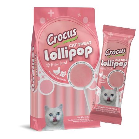 Crocus Tavuklu ve Kızılcıklı Lolipop Kedi Ödül Maması 10x1,4 gr