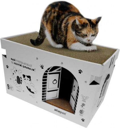 Petpal Karton Kedi Tırmalama ve Dinlenme Evi 46x20x26 cm