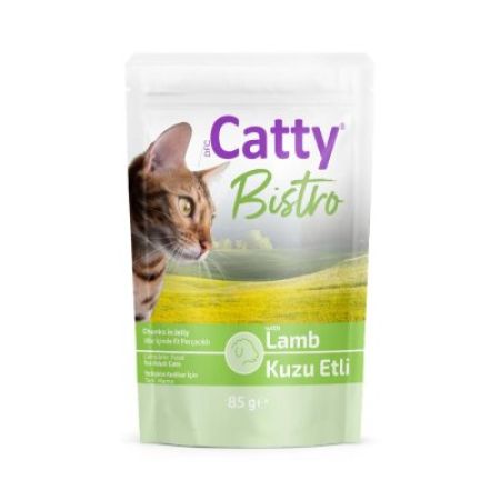 Catty Bistro Jöle İçinde Et Parçacıklı Kuzu Etli Yetişkin Kedi Konservesi 85 Gr