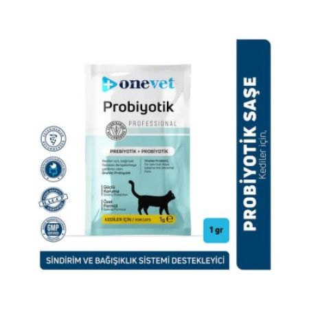 OneVet Probiyotik Kediler için Sindirim ve Bağışıklık Güçlendirici Saşe 1 Gr 1 Adet