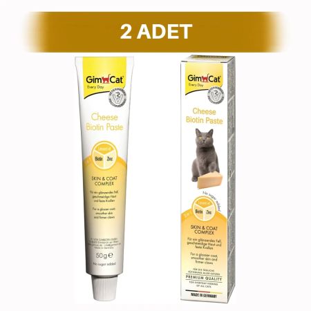 GimCat Deri ve Tüy Sağlığı için Biyotinli ve Peynirli Malt Kedi Macunu 2 x 50 gr