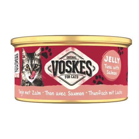 Voskes Jöle İçinde Ton Balıklı ve Somonlu Yetişkin Kedi Konservesi 85 gr