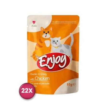 Enjoy Pouch Sos İçinde Et Parçacıklı Tavuklu Yetişkin Kedi Konservesi 85 Gr x 22 Adet