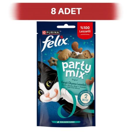 Felix Party Mix Original Karışık Okyanus Lezzetleri Kedi Ödül Maması 8 x 60 gr