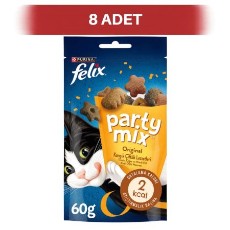 Felix Party Mix Original Karışık Çiftlik Lezzetleri Kedi Ödül Maması 8 x 60 gr