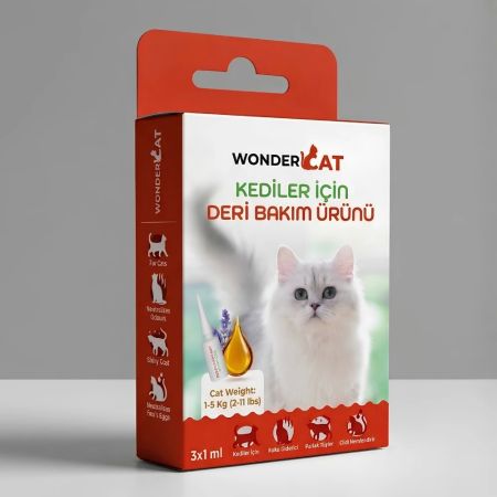WonderCat Kedi Deri ve Tüy Bakım Yağı Bit Pere Kene Damlası 3x1 ml