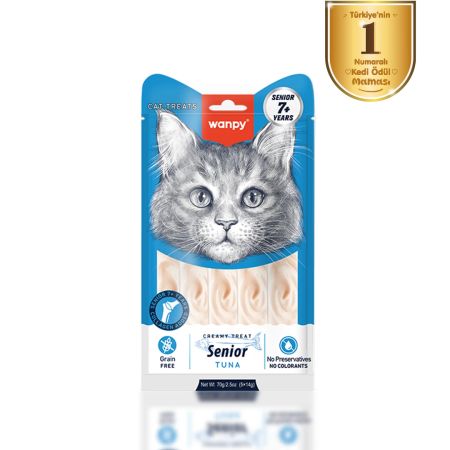 Wanpy Creamy Treat Ton Balıklı +7 Yaş Krema Kedi Ödül Maması 5 x 14 gr