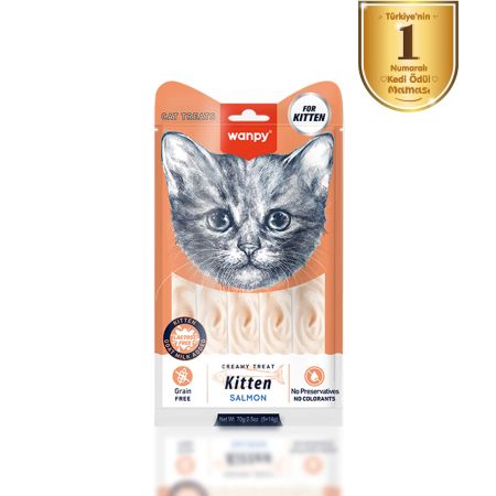 Wanpy Creamy Treat Somonlu Yavru Kedi Krema Ödül Maması 5 x 14 gr