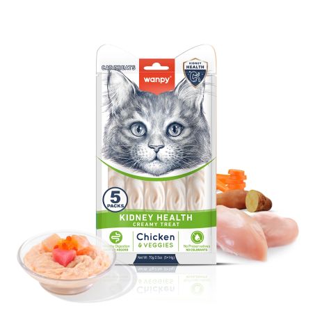 Wanpy Kidney Health Tavuklu ve Sebzeli Krema Kedi Ödül Maması 5 x 14 gr