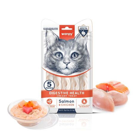 Wanpy Digestive Health Somonlu ve Tavuklu Krema Kedi Ödül Maması 5 x 14 gr