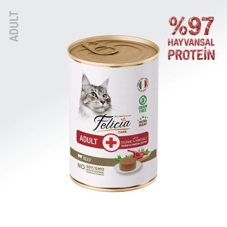 Felicia Tahılsız ve Biftekli Yetişkin Kedi Konservesi 400 gr