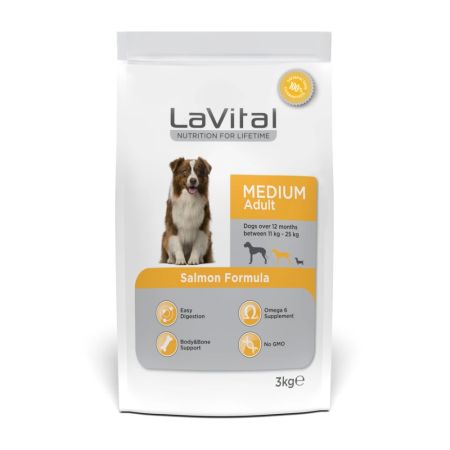 LaVital Somonlu Orta Irk Yetişkin Köpek Maması 3 kg