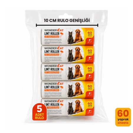 WonderCat 5 Yedek Tüy Toplayıcı Rulo 60 Yaprak 10 cm